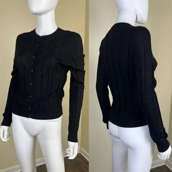 Missoni Women Size S Black Chevron Knit Cardigan Sweater Minimal Preppy Casual - Picture 9 of 16